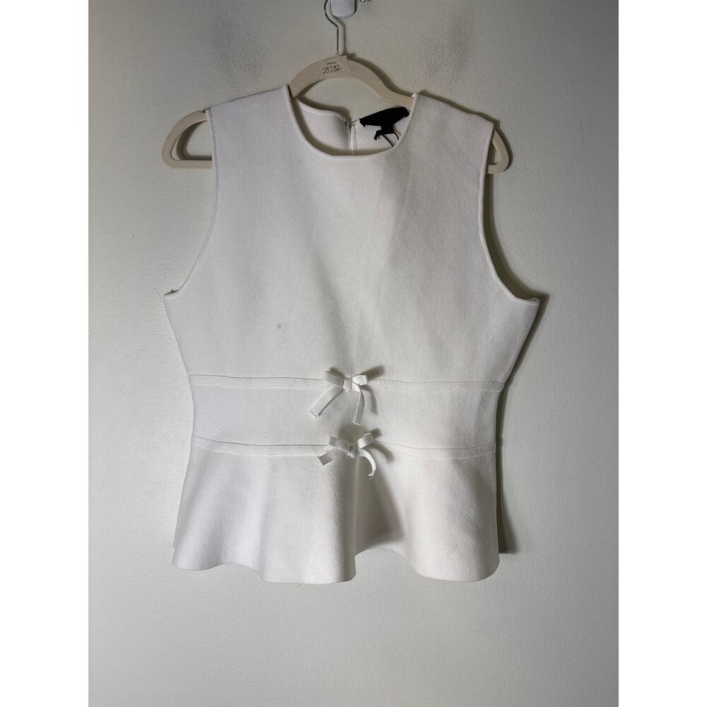 NWT Zara Off White Sleeveless Knit Peplum Top Sz L